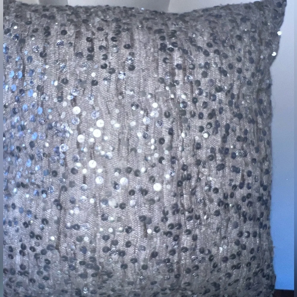 West Elm grey sequined throw pillow - 16x16